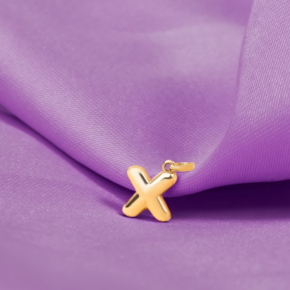 خرید پلاک طلا حروف X بادکنکی